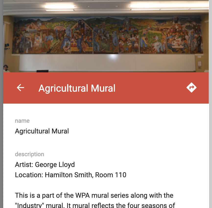 A mural runs along the top with the words agricultural mural in red below